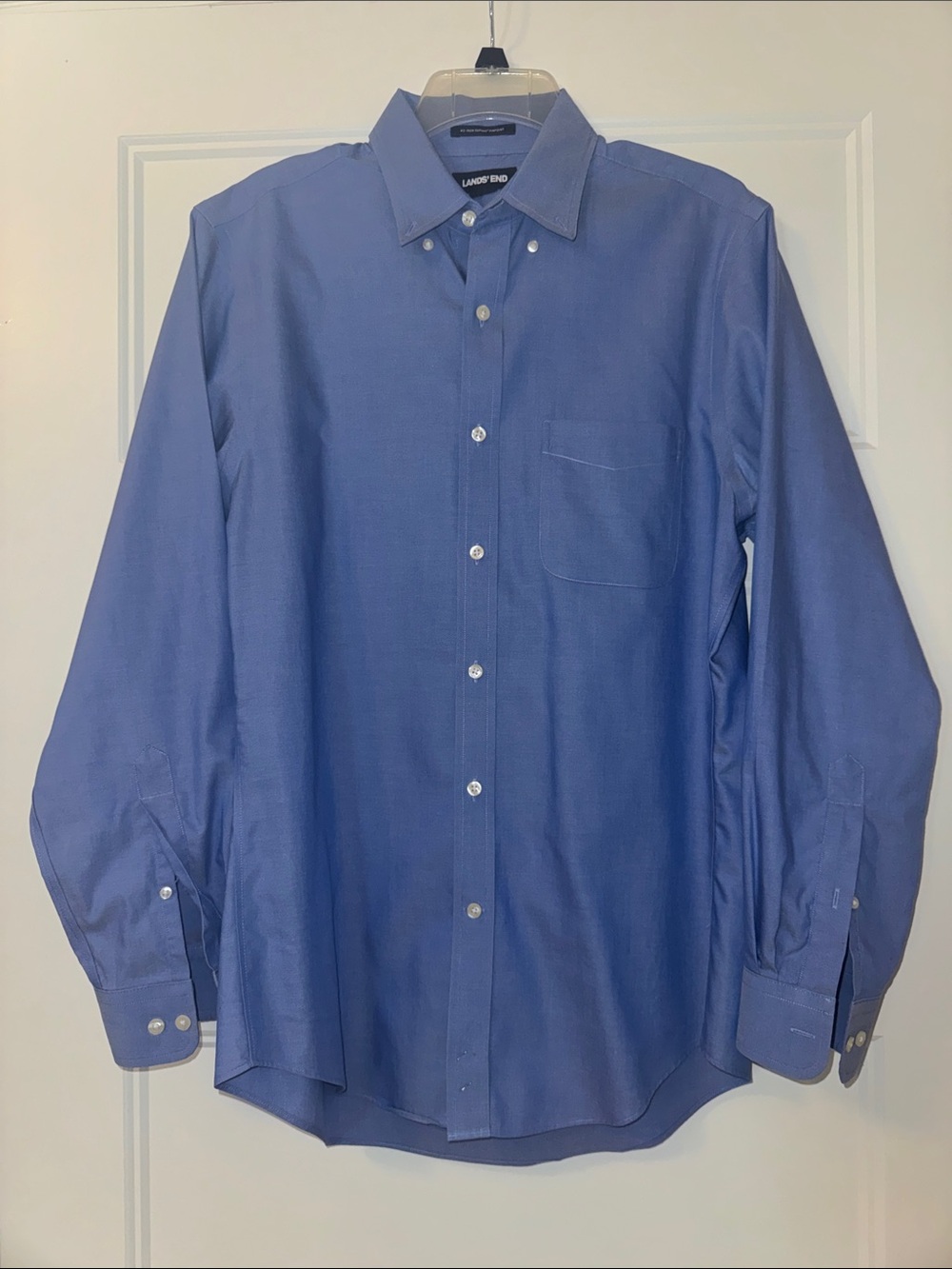 Lands' End Men's Button-Down Dress Shirt in Blue